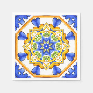 Italian style,tiles,majolica All-Over Print Napkin