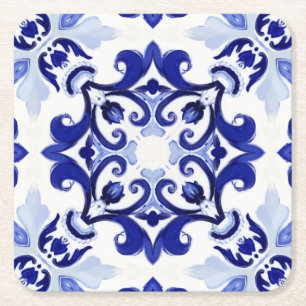 Italian style,tiles,majolica All-Over Print Square Paper Coaster