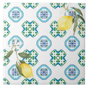 Italian style,tiles,majolica,lemon ,All-Over Print Ceramic Tile