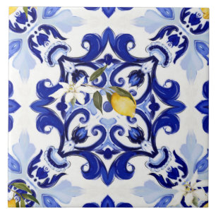 Italian style,tiles,majolica,lemon ,All-Over Print Ceramic Tile
