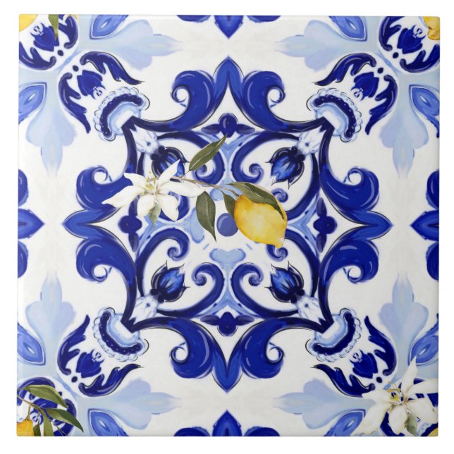 Italian style,tiles,majolica,lemon ,All-Over Print Ceramic Tile (Front)