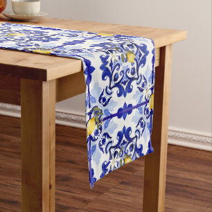 Italian style,tiles,majolica,lemon ,All-Over Print Medium Table Runner