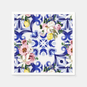 Italian style,tiles,majolica,lemon All-Over Print Napkin