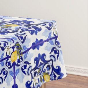 Italian style,tiles,majolica,lemon ,All-Over Print Tablecloth