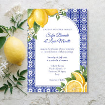 Italian Summer Amalfi Lemon Blue Tile Wedding