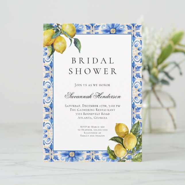 Italian Summer Bridal Shower Invitation (Standing Front)