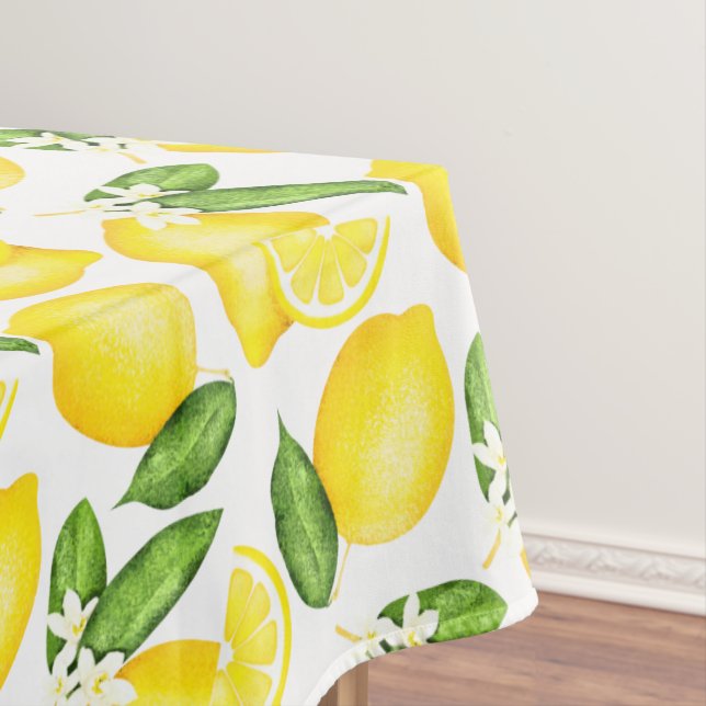Italian Summer Citrus Botanical Lemon Tablecloth (In Situ)