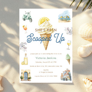 Italian Summer Ice Cream Scooped Up Bridal Shower Invitation
