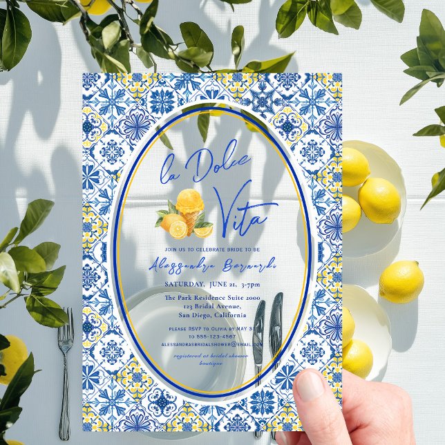 Italian Summer La Dolce Vita Bridal Shower Acrylic Invitations (Creator Uploaded)