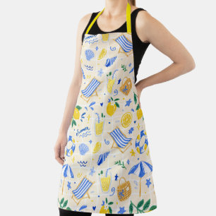 Italian Summer Lemon Beach Pattern Apron