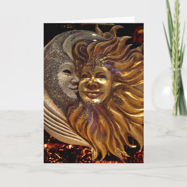 Italian Sun & Moon Carnaval Masks Card (Front)