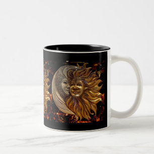 Italian Sun & Moon Carnaval Masks Two-Tone Coffee Mug