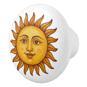 Italian Sunface Ceramic Knob