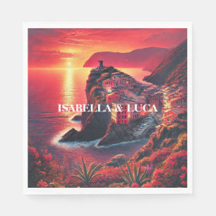 Italian Sunset Coastal Bold Red & Orange Colours Napkin