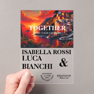 Italian Sunset Coastal Bold Watercolor Landscape  Acrylic Invitations