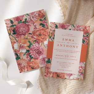 Italian Sunset Modern Floral Wedding Invitation