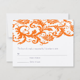 Italian Sunset Terracotta Orange Damask RSVP Card
