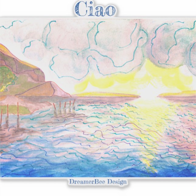 Italian Sunset Watercolor  Sticker (Front)