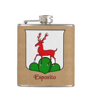 Italian Surname Esposito  Heraldic Shield Hip Flask