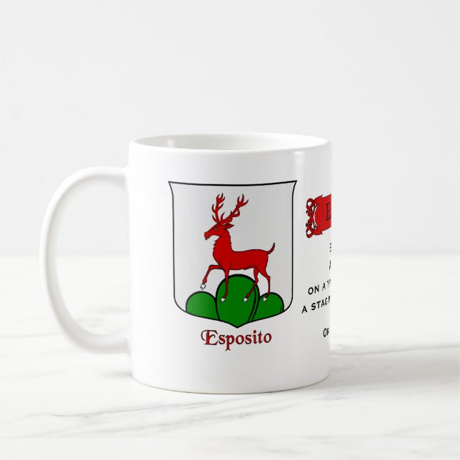 Italian Surname Esposito Heraldic Shield n Blazon Coffee Mug (Left)