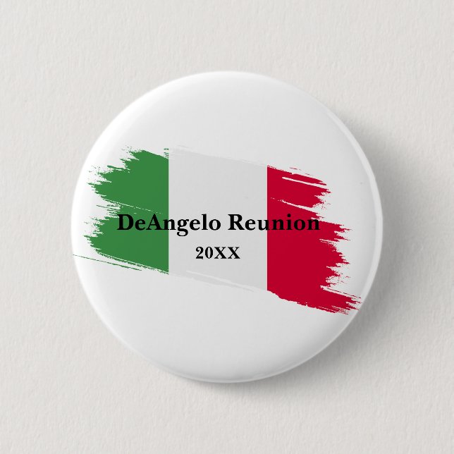 Italian Surname Name Custom Flag Colours Reunion 6 Cm Round Badge (Front)