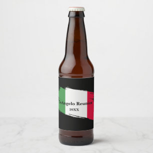 Italian Surname Name Custom Flag Colours Reunion Beer Bottle Label