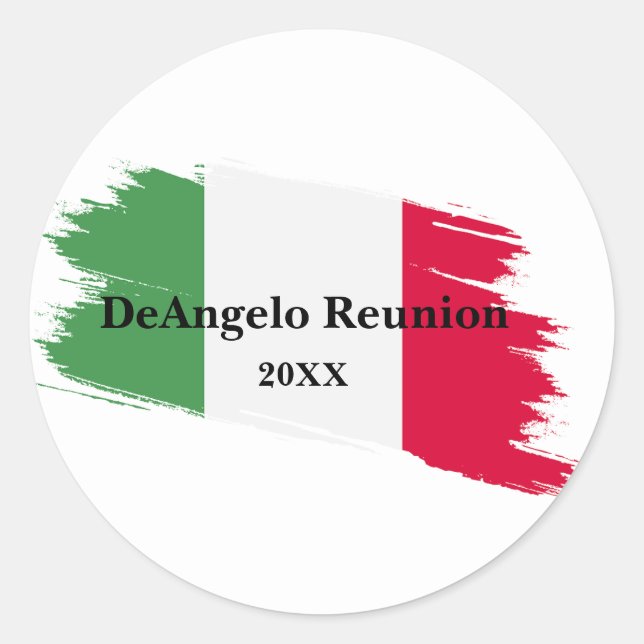 Italian Surname Name Custom Flag Colours Reunion Classic Round Sticker (Front)