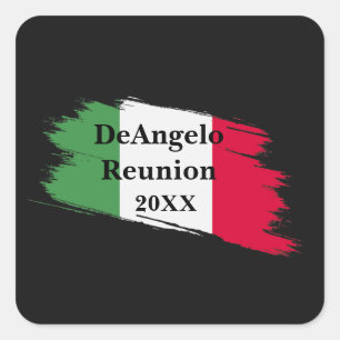 Italian Surname Name Custom Flag Colours Reunion Square Sticker