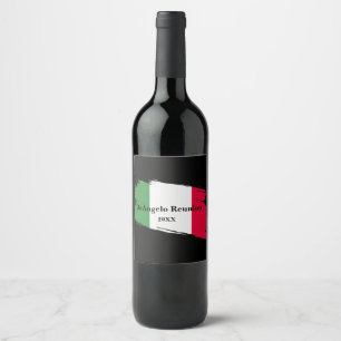 Italian Surname Name Custom Flag Colours Reunion Wine Label