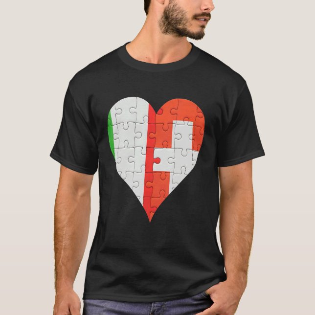 Italian Swiss Flag Heart T-Shirt (Front)