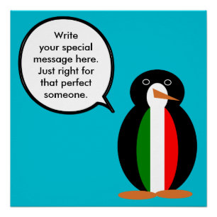 Italian Talking Ms Penguin Personalised Poster
