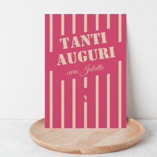 Italian tanti auguri pink birthday greeting card