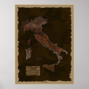 ITALIAN Textured Map Art Poster