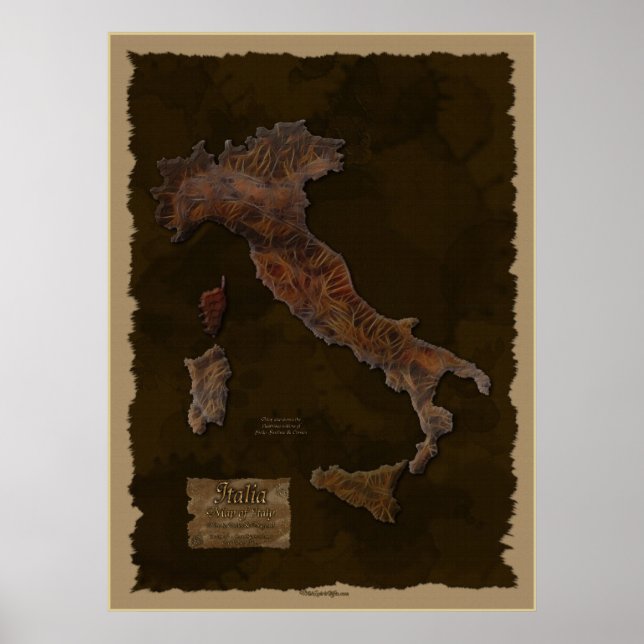 ITALIAN Textured Map Art Poster (Front)