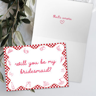 Italian That's Amore Wavy Bridesmaid Proposal  Card