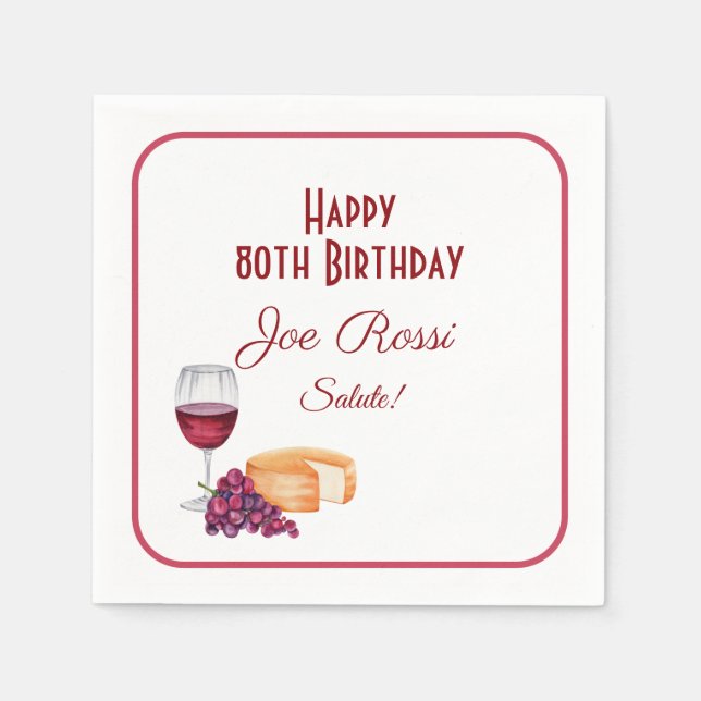 Italian Theme 80th Birthday Napkin (Front)