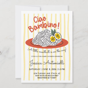 Italian Theme Baby Shower Pasta Ciao Bambino Italy Invitation