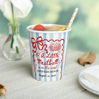 Italian Theme Baby Shower Red Bow Paper Cups