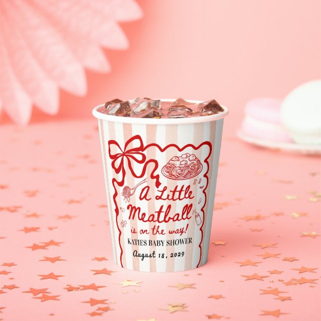 Italian Theme Baby Shower Red Bow Paper Cups (Insitu)