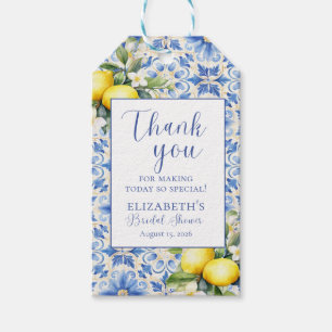 Italian Theme Blue Yellow Bridal Shower Thank You Gift Tags