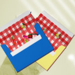 Italian Theme Lemon Red White Pattern Blue Envelope<br><div class="desc">Bellisimo 
Elevate your special birthday with this Italian inspired  red and  white lemons,  pattern envelope.
The timeless design of sunny lemons and red stripe pattern invoke a summer vibe to your special day. 
Make this exclusive design yours.</div>