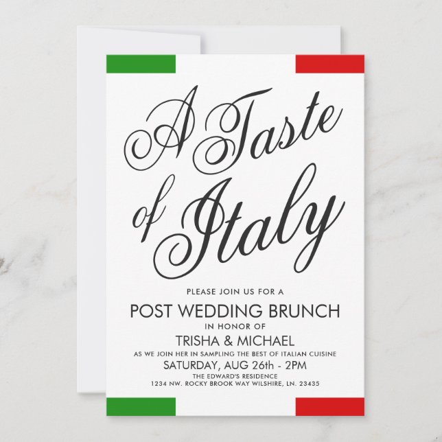 Italian Themed Post Wedding Brunch | Dinner Invite (Front)