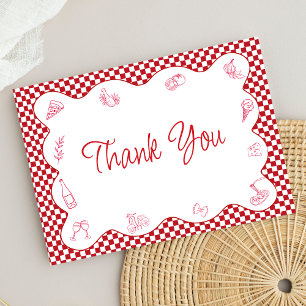 Italian-Themed Red Chequered Bridal Shower Thank You Card