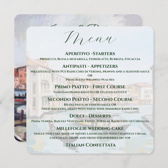 Italian Themed - Venetian Wedding Menu (Front/Back)