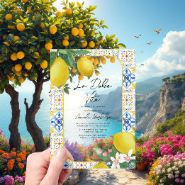 Italian Tile & Lemon Bridal Shower - La Dolce Vita Acrylic Invitations