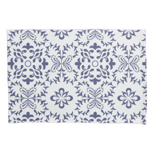 Italian tile Mediterranean pattern white and blue Pillowcase