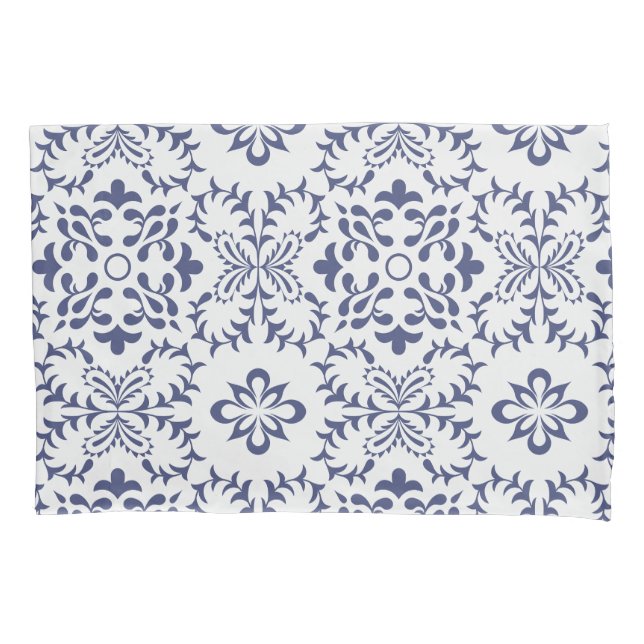Italian tile Mediterranean pattern white and blue Pillowcase (Front)