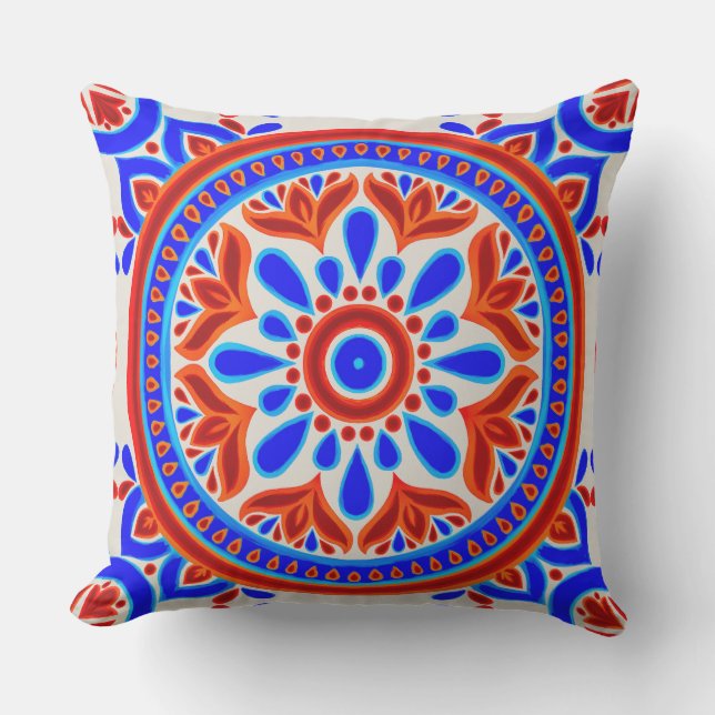 Italian Tile Outdoor Pillow (Front)