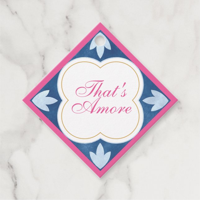 Italian Tile That's Amore Wedding Favour Tag (Front)