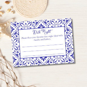 Italian Tiles Blue Date Night Ideas Bridal Shower Enclosure Card